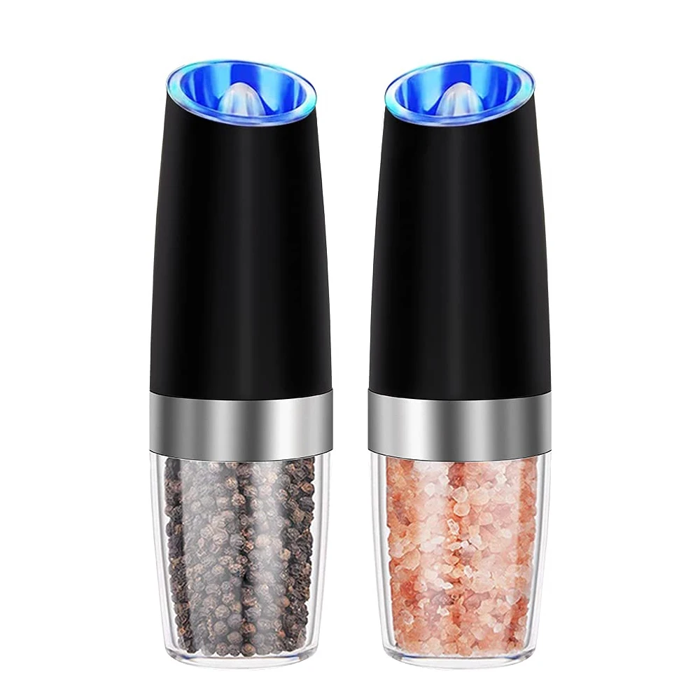 

Battery-Operated LED Light Stainless Steel Adjustable Coarseness Automatic Gravity Electric Salt And Pepper Mill Grinder Set