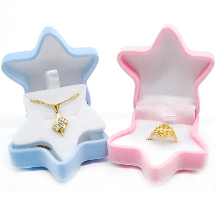

Factory direct sales animal starfish flocking jewelry box ring earring pendant gift box packing box, Pink,sky blue/customized