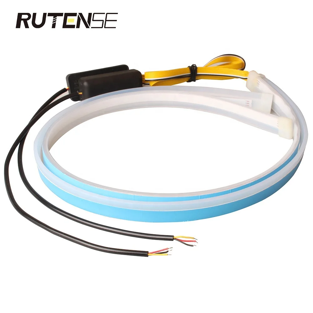 RUTENSE 12v RGB flexible led strip drl 60cm 45cm 30cm  car daytime running light Controller super slim led light bar