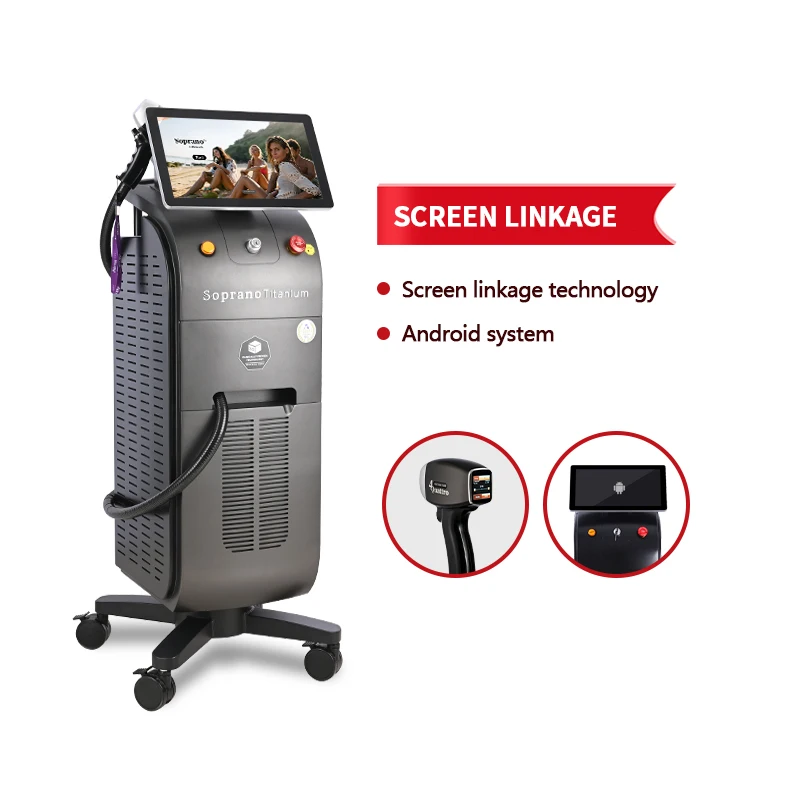 

2022 4k 1000w 1200w 1600w Alma Laser Soprano Ice Titanium Diode Laser Hair Removal Machine Price, Black