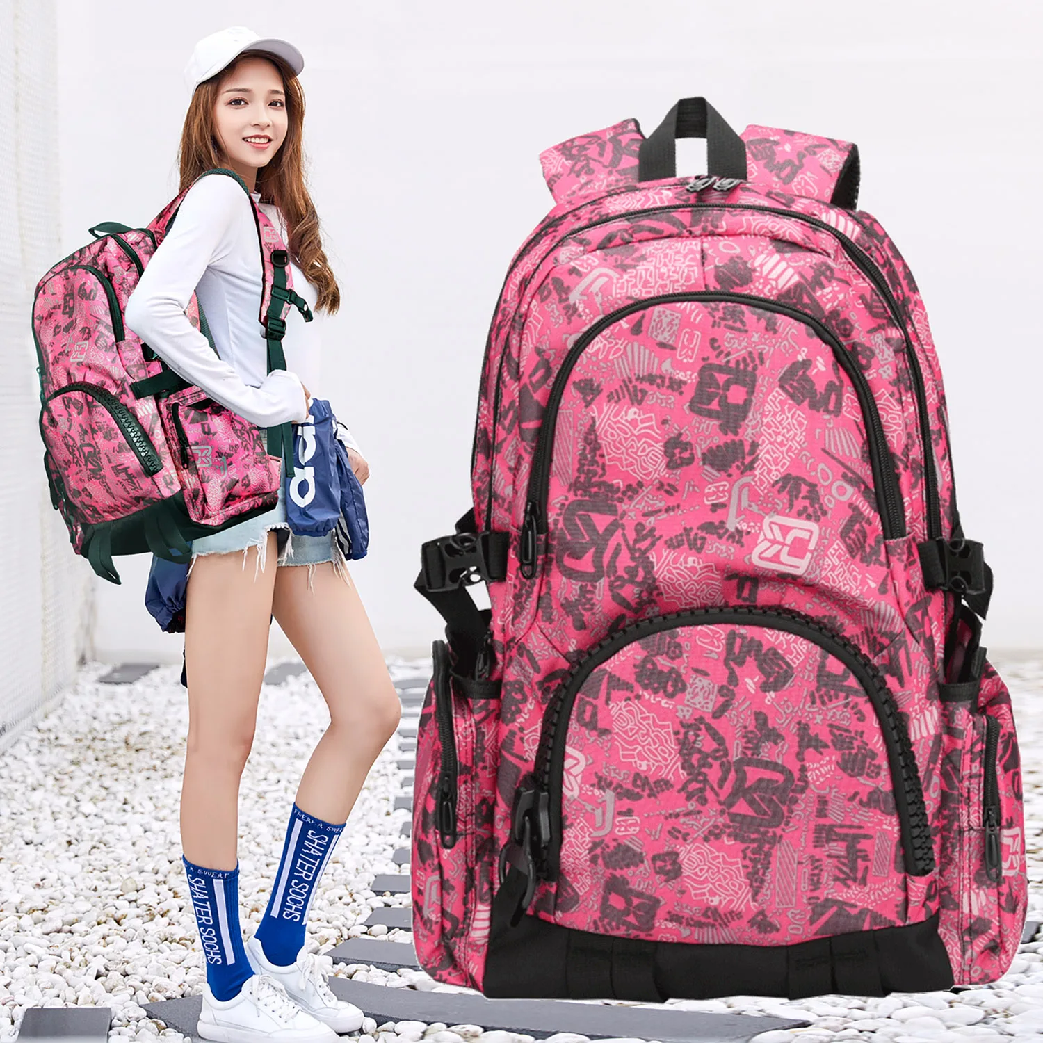 

2021 popular outdoor school back pack schoolbag wholesale college backpack school bag bookbag mochilas escolares, Pink