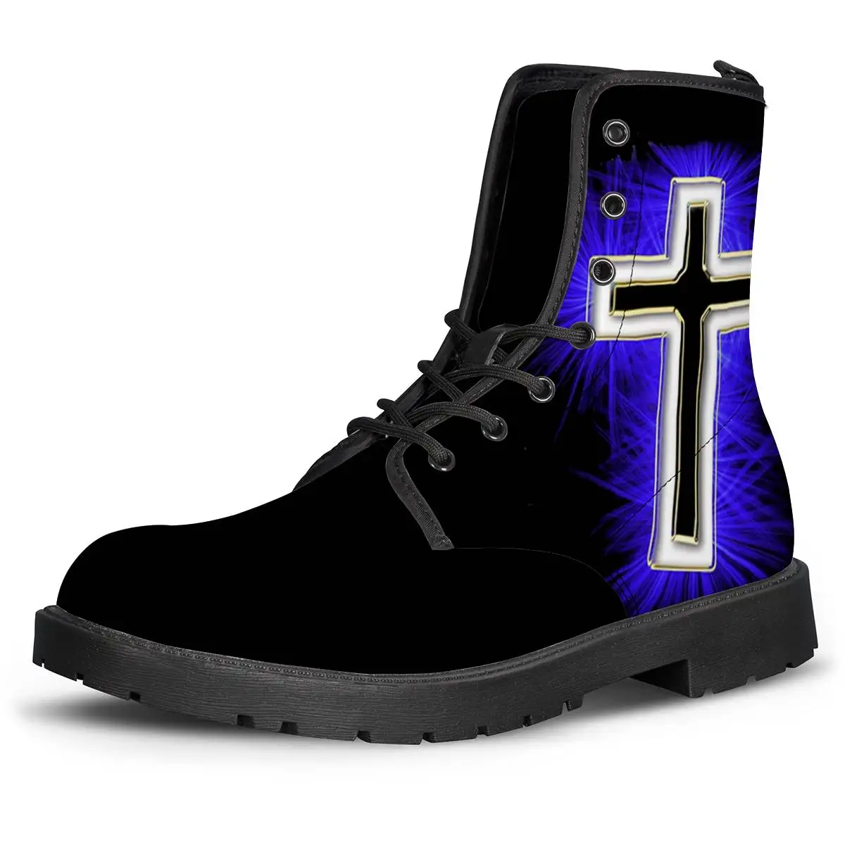 

Customization Jesus cross religion Print on Demand hiking lady boots leather snow winter boots women shoes