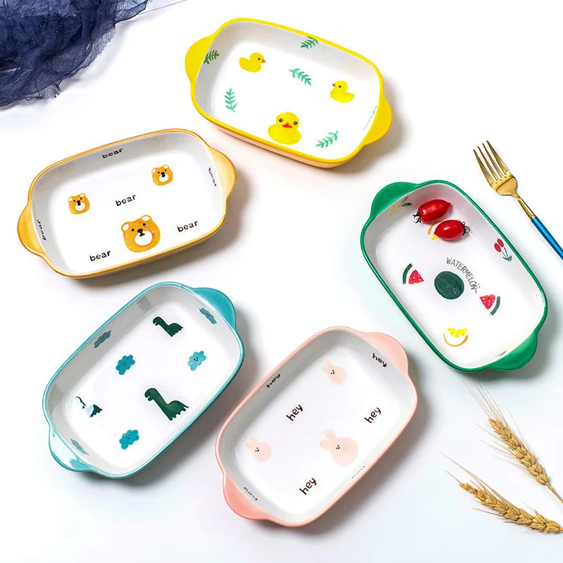 

Creative Japanese Tableware Ceramic Baking tray Cartoon fruit animal Binaural Plate Household Fruit Dish Plate, Mix