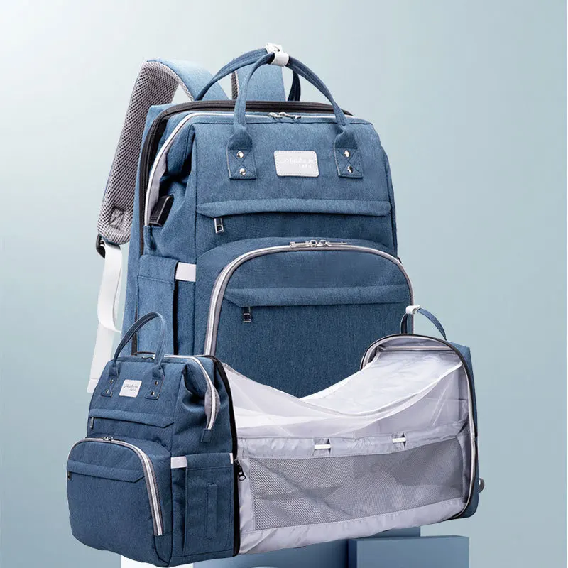 

3 in 1 large capacity portable Mommy tote foldable baby diaper bags backpack with changing station pad