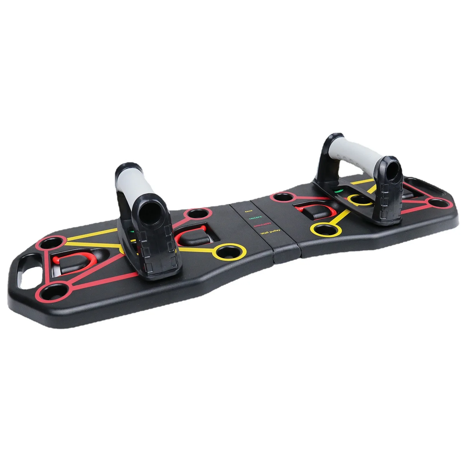 

Foldable Multi-function Fitness Muscle Training Push Up Rack Board with Resistance Band, Black+blue+green+red+yellow