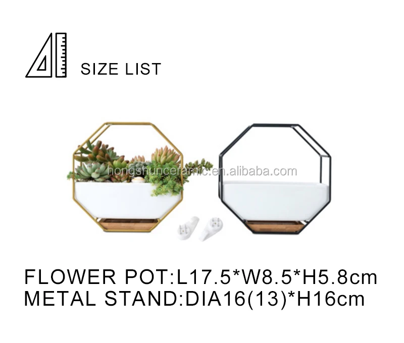 Nordic Ceramic Flowerpots Geometric Succulent Cactus Metal Wall Planter Holder Hanging Flower Pots Stand Cachepot Orchid Bamboo