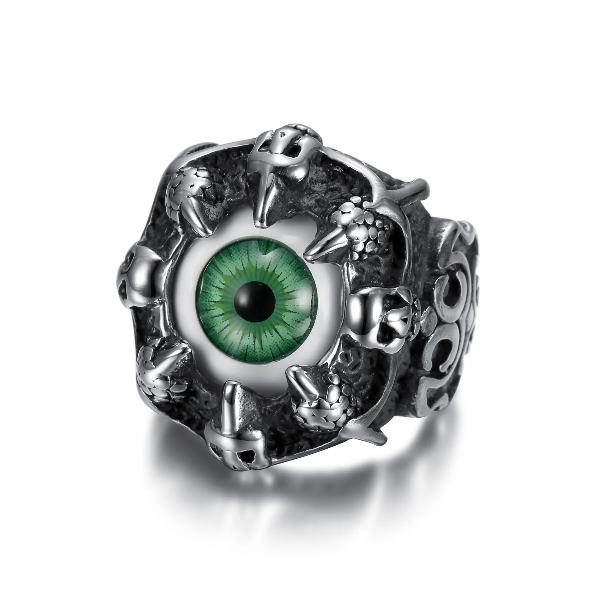 

Demon Eye blue and green multicolor gem eye ring animal dragon claw eagle claw ring