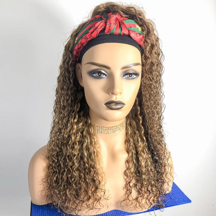 

250% density piano color 4/27 highlight headband wig cuticle aligned human hair wig wholesale price vendors deep wave wig