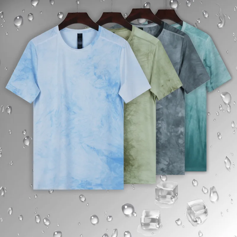 

New Quick Drying Mesh Short Sleeve Tee Men's Tie Dye Shirt Comfortable Breathable Sportswear Loose T-shirt