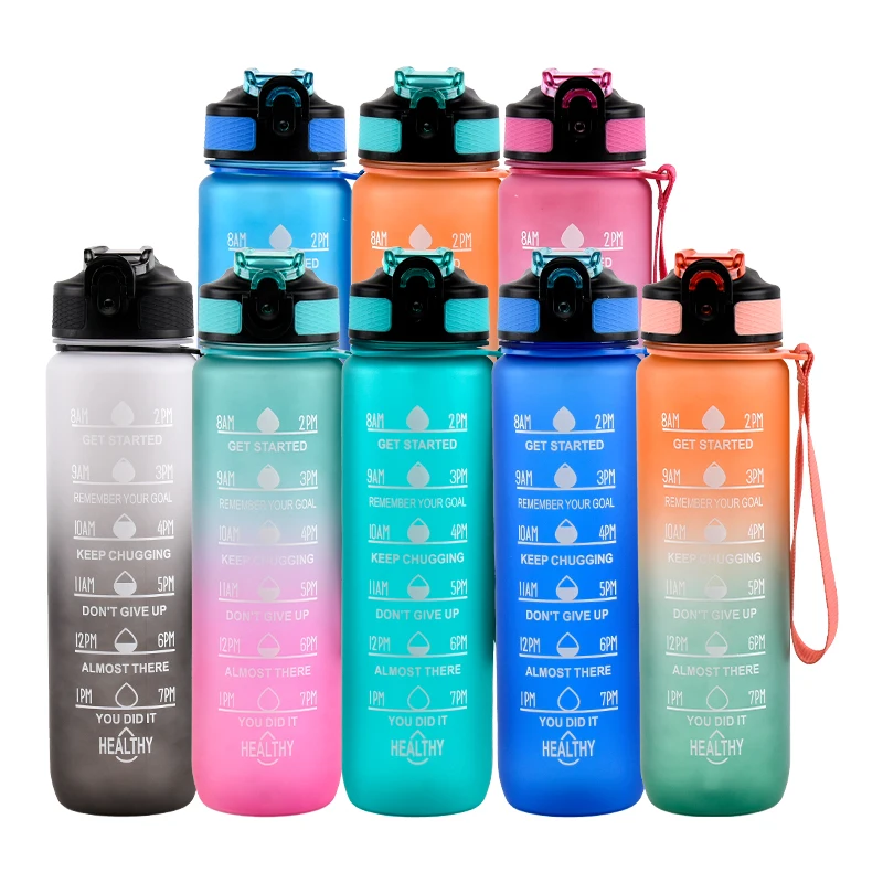 

HYB OEM Bouilloire 32oz Motivational BPA Free Tritan Plastic Sports Drink Water Bottle