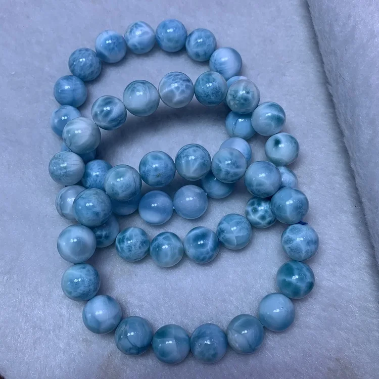 

12mm Dominican Larimar Round Beads Larimar Polished Spheres Bracelet, Lasting long