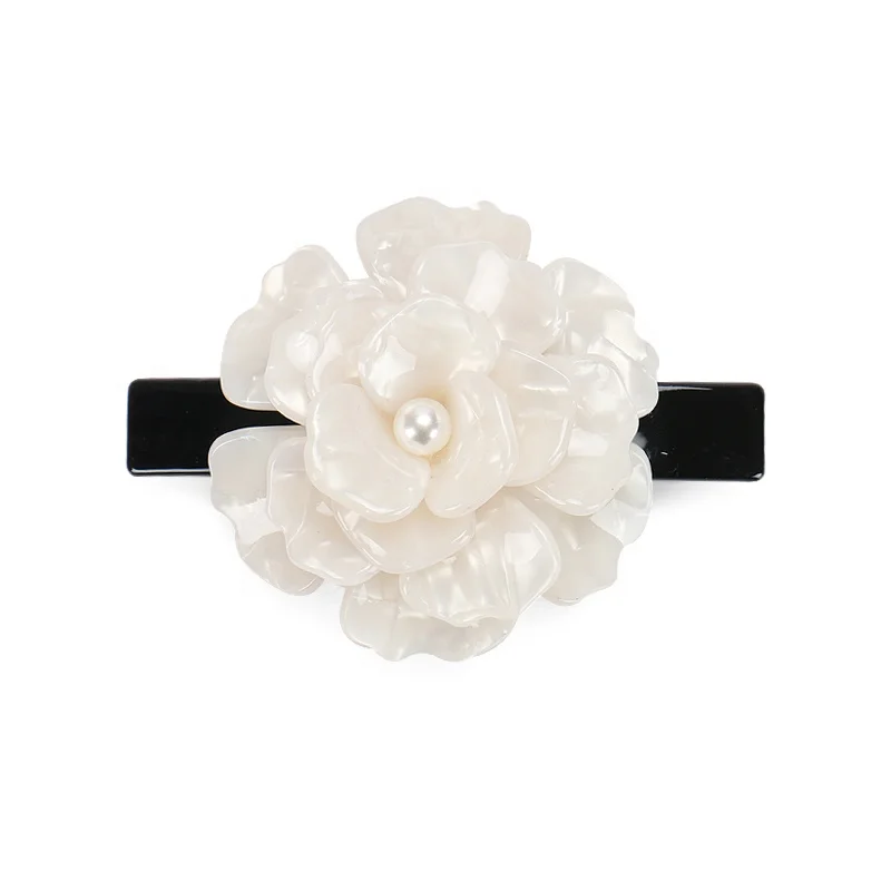 

Luxury Hair Barrette Clips for Lady Multi-layered Flowers with Pearl Hair Barrettes Clips Acetate Hair Clips for Girls