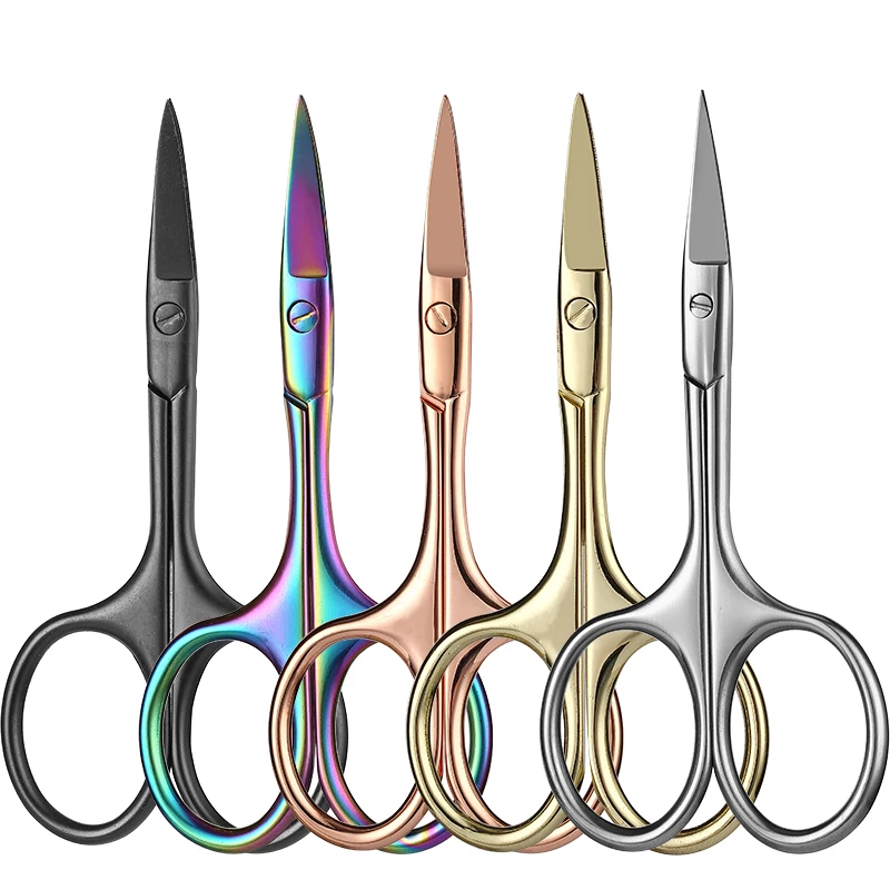 

Hairdressing scissors professional cuticle luxury eyelash scissors bulk Curved Blade small beauty tools gold eyebrow scissors