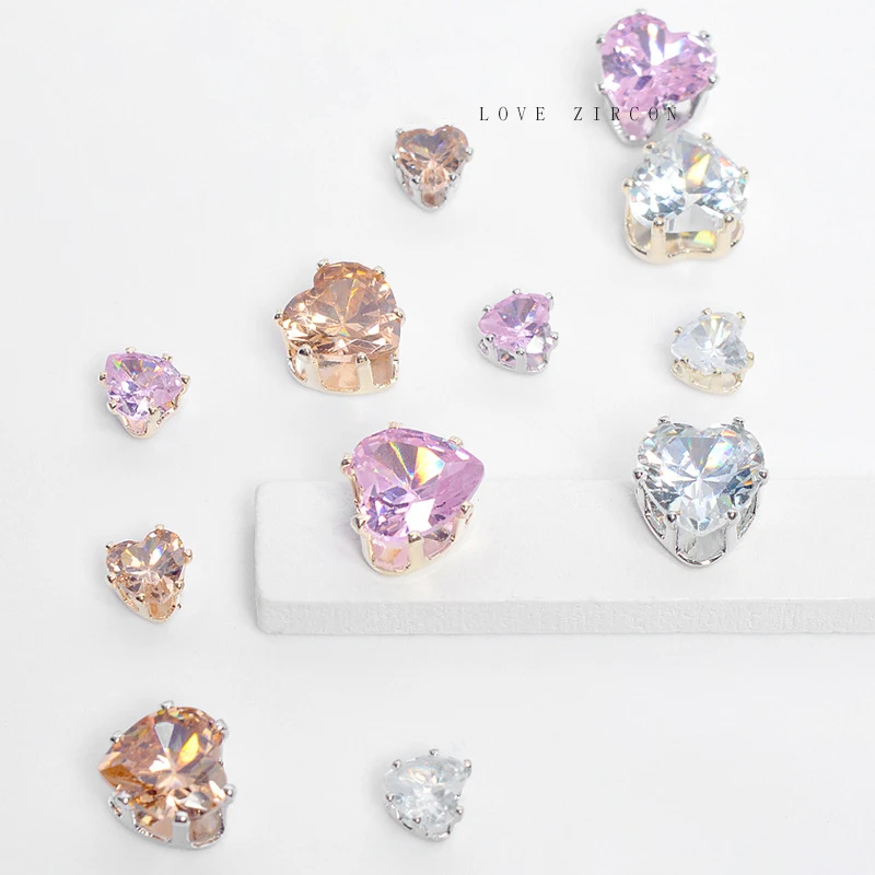 

Luxury Nail Sticker Multiple Colour Love Heart Shape AAA Zircon Nail Charms Women Beauty Finger Nail Jewelry, Colorful