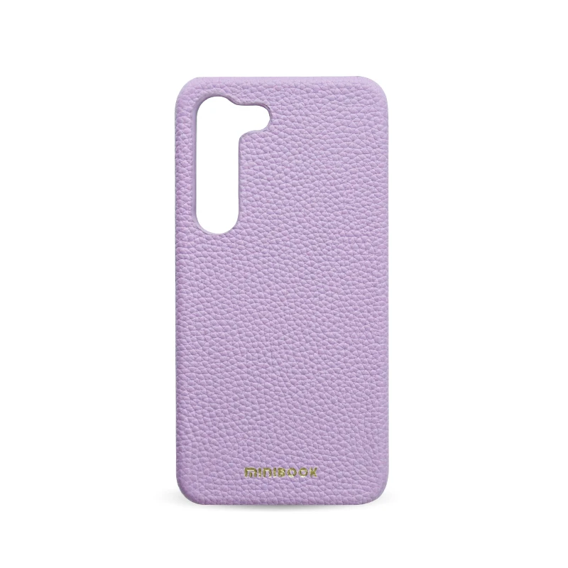 

2023 New arrival custom luxury phone back cover shockproof pebble genuine leather phone case for Samsung galaxy S23 Ultra