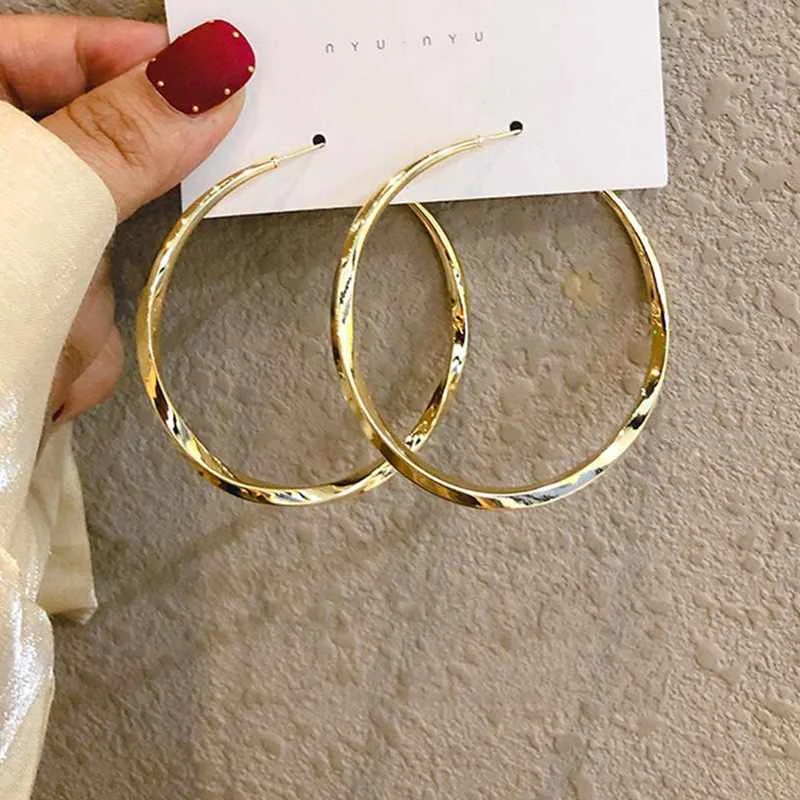 

High quality 925 silver needle gold plated big circle earrings exaggerated round earrings for party