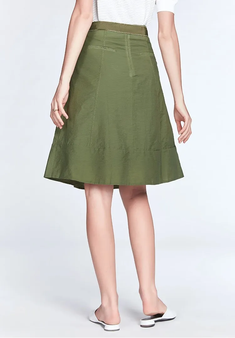 oem service women army green skirt with waistband