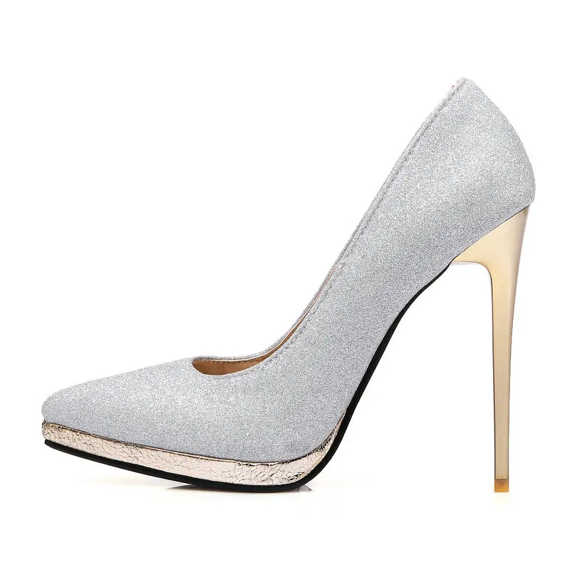 
2020 Thin High Heel Ladies Pumps Wholesale Glitter Pumps For Women Pointed Toe Platform Sexy Club Women Court Shoes 