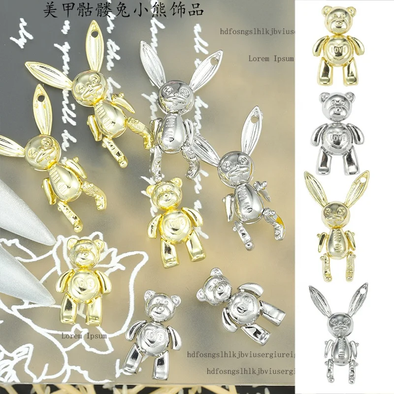 

Paso Sico Cute Metal Alloy Animals Heart Bear Rabbit Design 3D Nail Art Charms for Nail Accessories Supplies