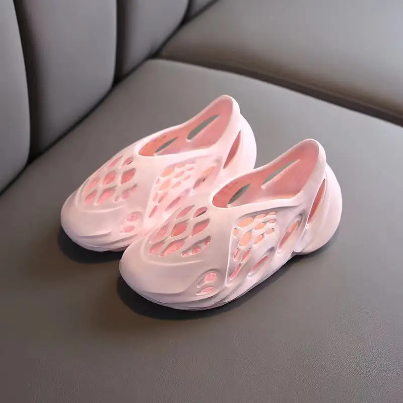 

2021 new children's beach hollow hole sandals baby sandals summer slippers slide child infant slide, Black, white,creamy-white, orange, pink, yellow