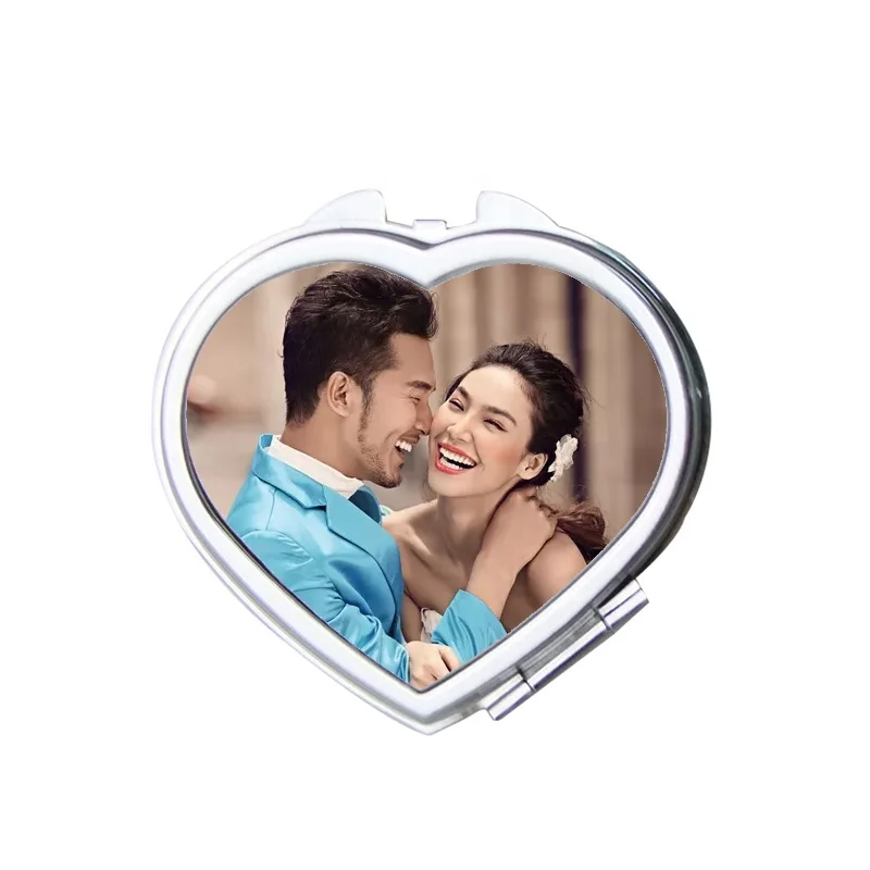 

Valentine Day Customized Heart Shape Sublimation Blank Compact Pocket Mirror, Silver