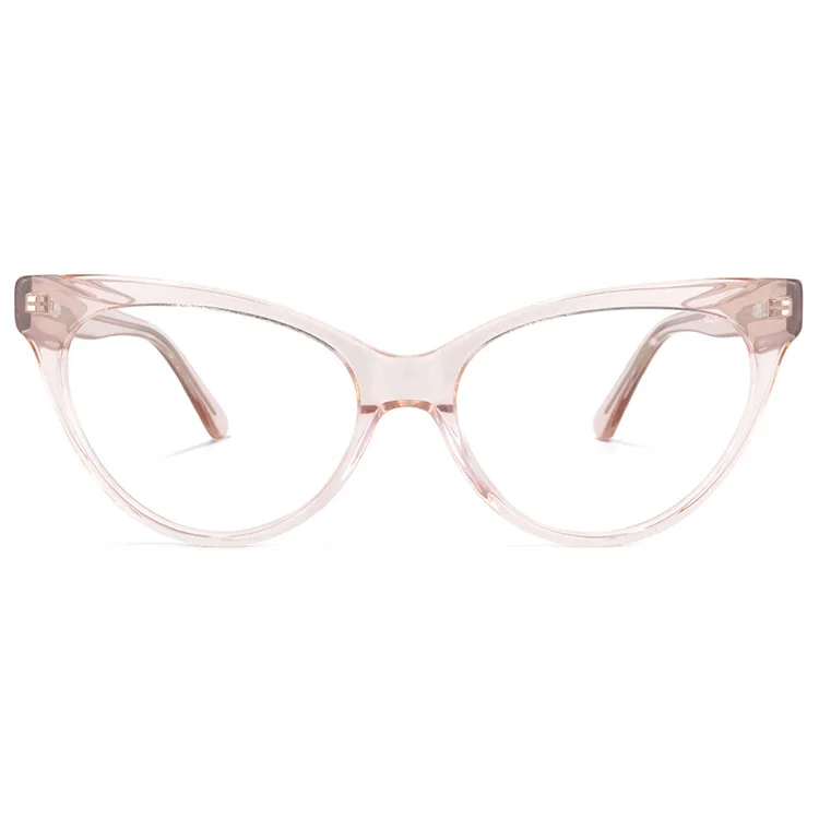 

Trendy Smart Women Full Rim Acetate Cat Eye Champagne Floral Eye Glasses Frame with Spring Hinge, 3 colors