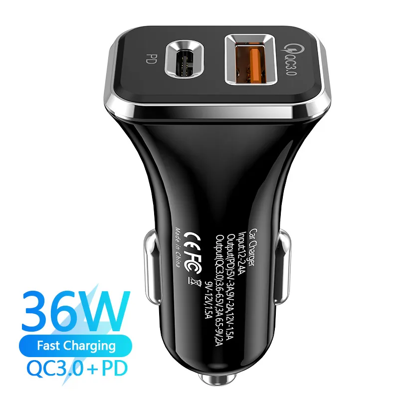 

Free Shipping 1 Sample OK FLOVEME PD Car Charger 36W Fast Car Charger For Samsung