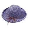 Lovely girl style natural straw bowler top hat with roll brim