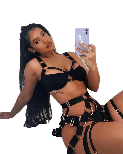 

Best selling sexy women's lingerie sets buckle design bandage hole bra and panties g string girls, Picture shows