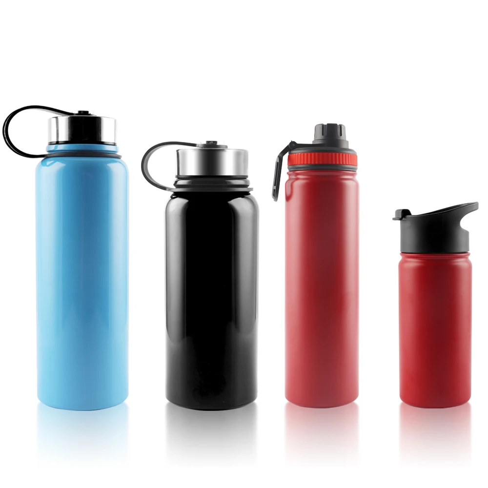 

Wholesale 14oz 20oz 32oz 40oz Amazon Top Seller Stainless Steel Double Wall Insulated Water Bottle with Different Lids, Customized color acceptable