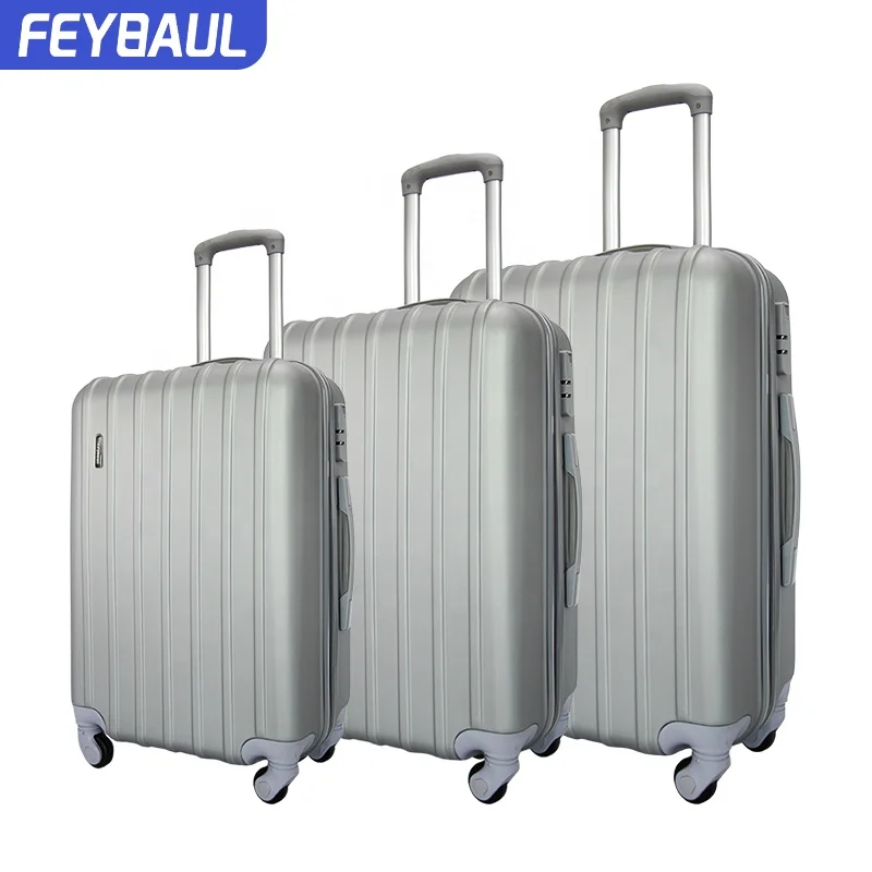 

Metal Logo printing luggage sets abs hard shell suitcase set travel trolley luggage bag, Silver, black, red, rose gold.customized
