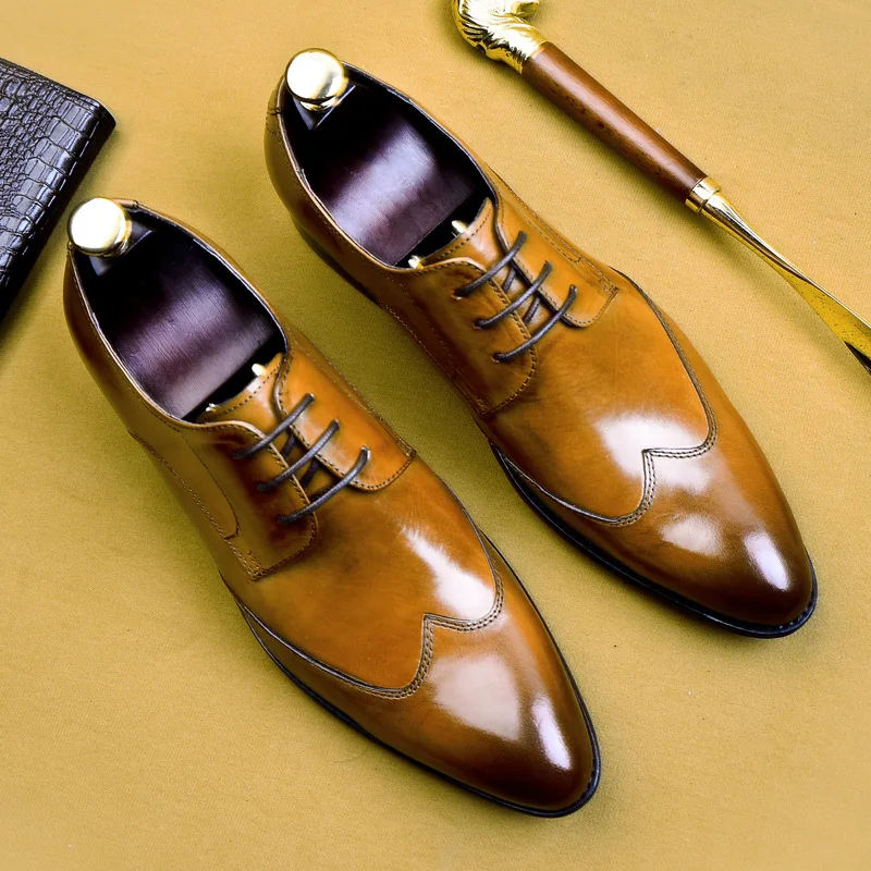 

Business Dress Shoes Leather Shoes England Breathable Tie Shoes Plus Size 37-46