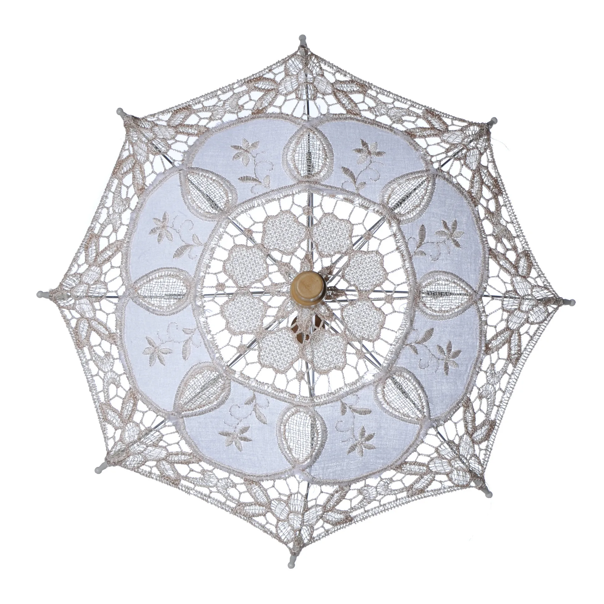 

Handmade creative bridal lace wedding umbrella wedding dress parasol, White,beige