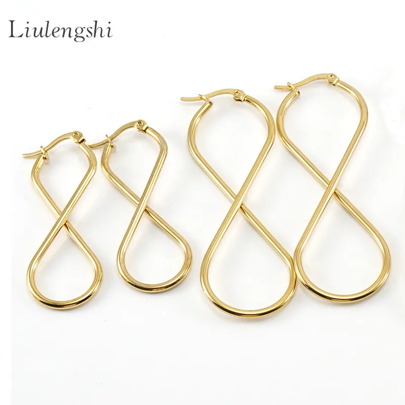 

Twisting Bowknot 8 Shape Stainless Steel Geometric Stud Earrings Irregular Waterproof Anti Tarnish Infinity Shape Hoop Earrings