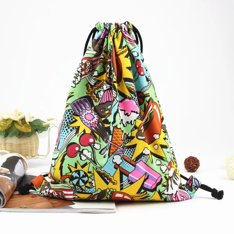 

Hamburg printing sail original cloth bag drawstring bundle pocket female backpack drawstring bag