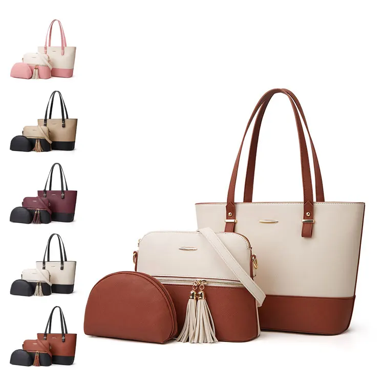 

2021 wholesale High Quality Custom Logo Fashion Design 3 In 1 bags Set Luxury Hand Bags ladies Handbags For Women
