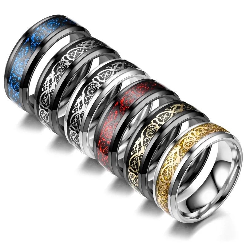 

2021 Manufacturer's new products stainless steel dragon pattern sheet best men's rings luxury, As picture