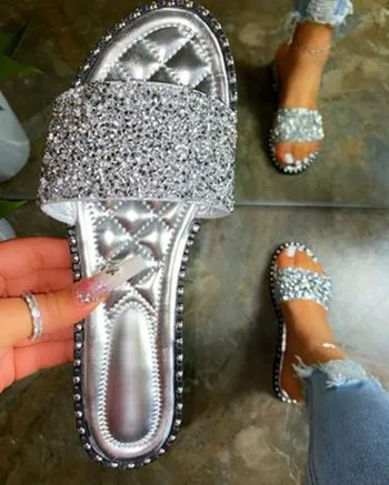 

Explosive style ladies sandals fashion sequined women's shoes ladies slippers