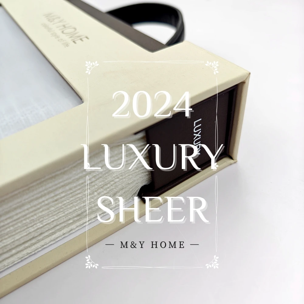 M&Y 2024 Luxury Voile Sheer Curtain Fabric Polyester Woven Linen Look Jacquard Style Dyed Home Textile Living Room Curtains