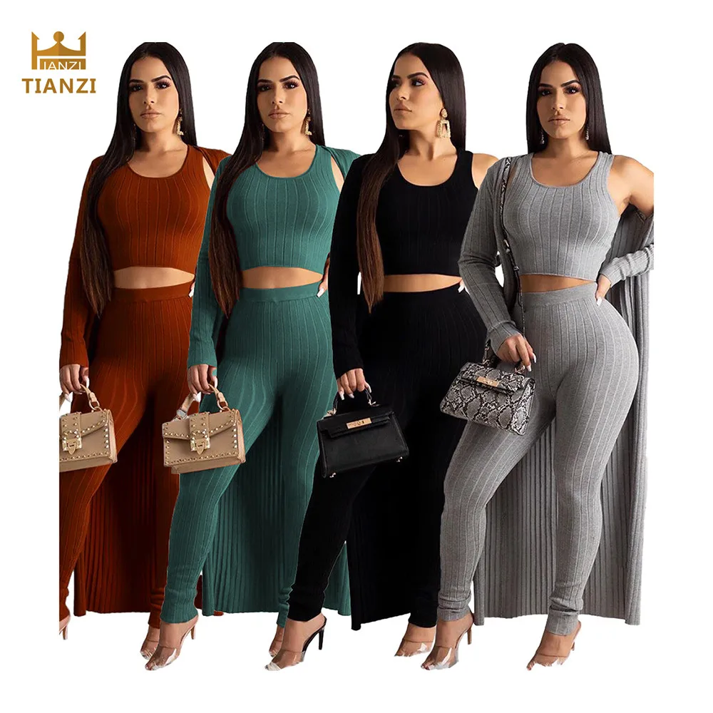 

2020 hot C1411 Fashion Sleeveless Knit 2 Piece Set Women With Cover Up