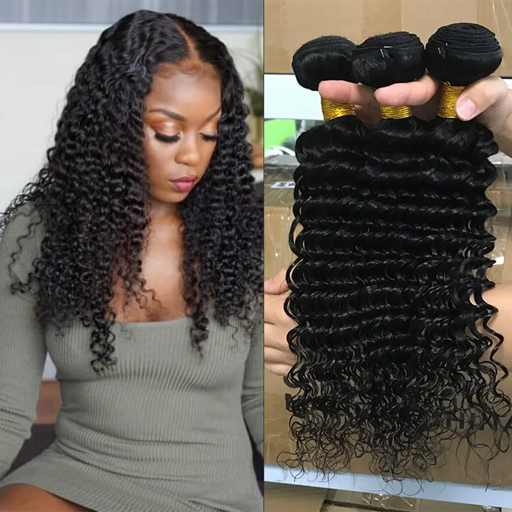 

hair bundles peruvian closure human hair extension deep wave