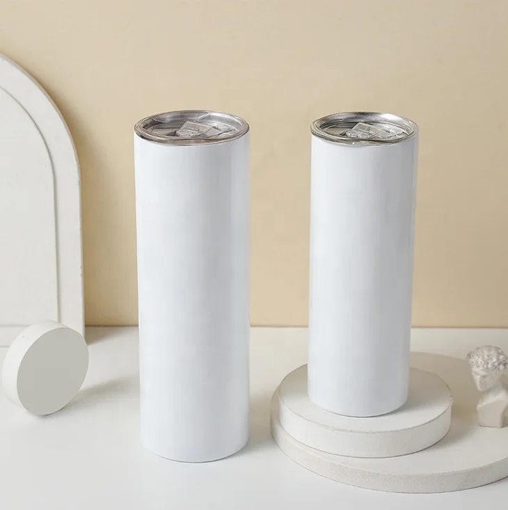 

Sublimation Blanks Slim Tumbler Staineless Steel Double Wall 20oz Sublimation Tumbler Straight with Lid, White