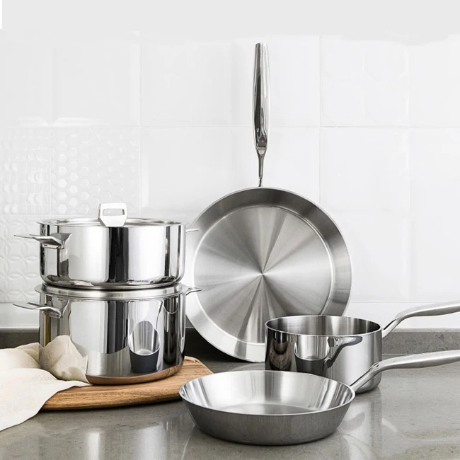 

Germany design 3ply stainless steel 7pcs cookware set with casted handle kitchen cooking set