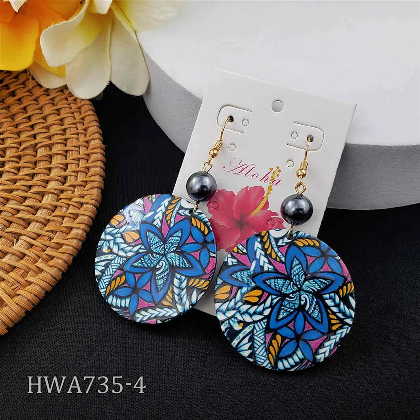 

Hot sale fashion hawaiian earrings polynesian people earring acrylic pearl earrings for women