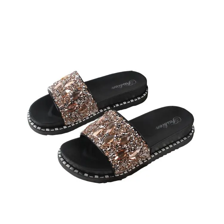 

artifical diamond slippers for ladies pvc glitter upper shoes women sandals, Requirement