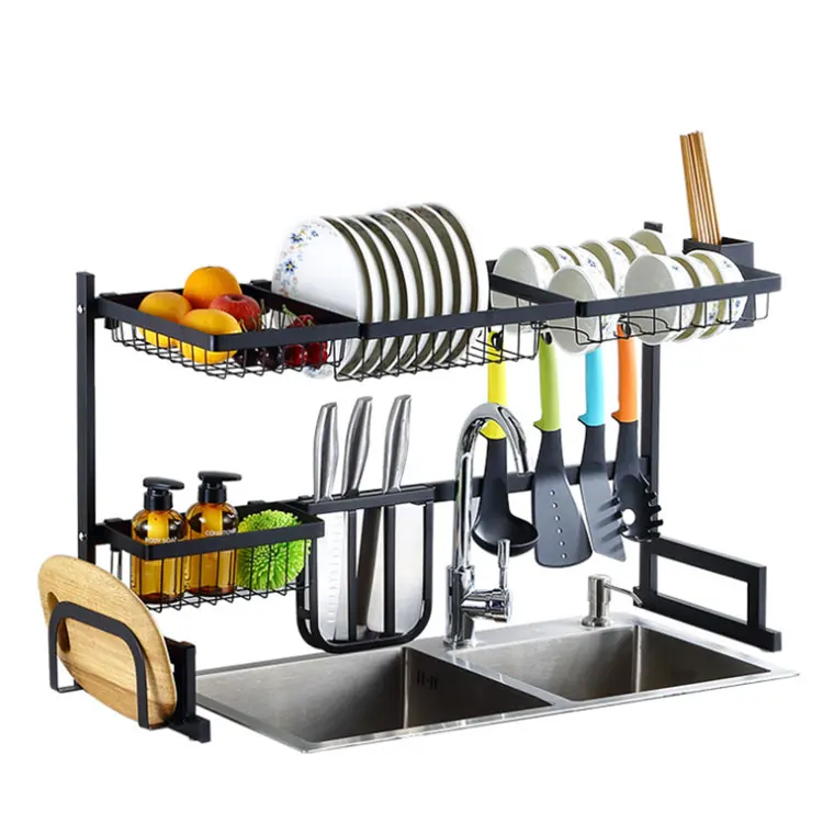 

stainless steel kitchen rack telescopic dish rack tableware storage rack knife holder, Home kitchen