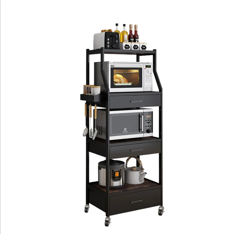 

Innovative Design Style Stainless Steel 4 Tiers Kitchen Storage Organizer Drawers Trolley Rack, Black