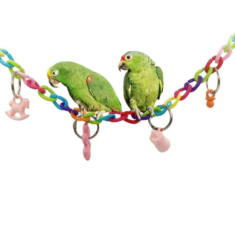 

Natural Wooden Parrots Swing Toy Birds Perch Hanging Swings Suspension Bridge Cage Climbing Rope