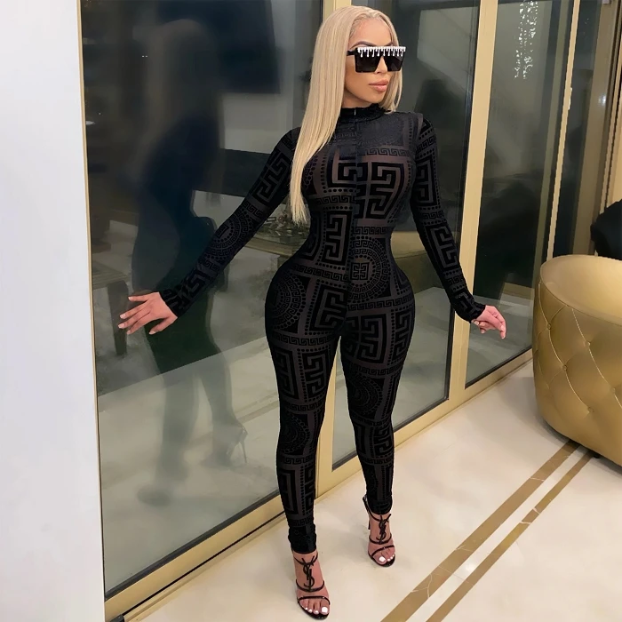 

Slimming Romper Spaghetti Strap See Through Sexy Club wear Hollow Out One Piece Lace Jumpsuit