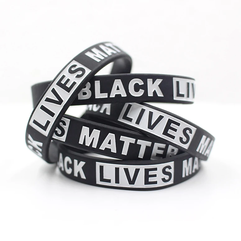 

RTS Fast Delivery Custom Hand Silicone Logo Blm Sports Rubber Elastic Bracelets Black Lives Matter Silcones Wristband, Customized color, as cmyk color
